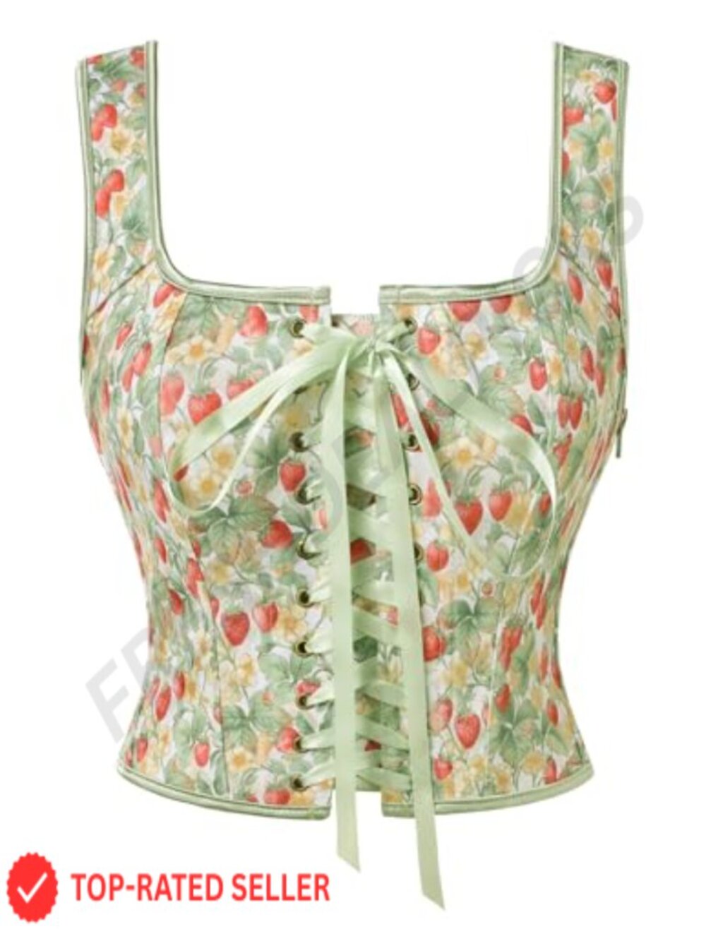 Floral Renaissance Corset Top Boned Waist Lace-Up Fairy Costume